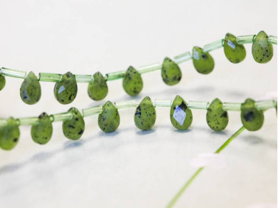 Green Jade 5x8 Flat Pear Briolette