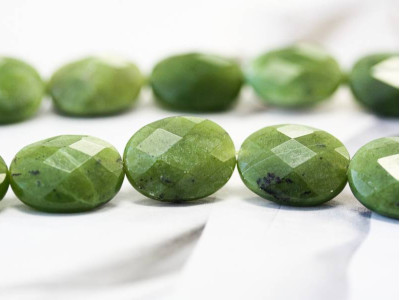 Green Jade 15x20 Faceted Flat Oval