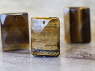 Tiger Eye 30x40 Faceted Rectangle Pendant