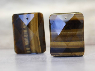 Tiger Eye 35x45 Faceted Rectangle Pendant