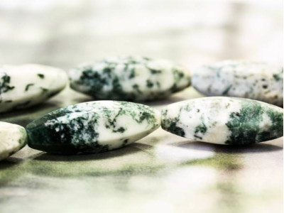 Tree Agate 10x30 Hexagon Oval Rice