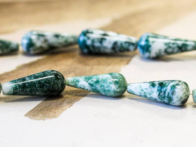 Tree Agate 9x22 Teardrop