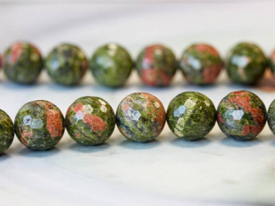 Unakite 14mm Faceted Round
