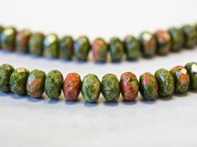Unakite 8mm Faceted Rondell