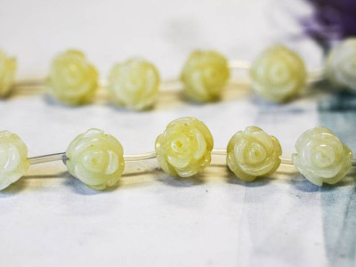 Yellow Jade 12mm Flower
