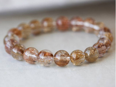 Rutilated Quartz 10mm Round Bracelet
