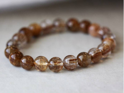 Rutilated Quartz 9-10mm Round Bracelet