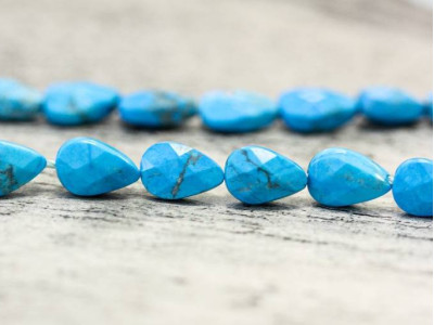 Turquoise Howlite 6x9 Faceted Flat Pear