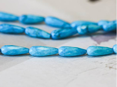 Turquoise Howlite 6x16 Faceted Teardrop