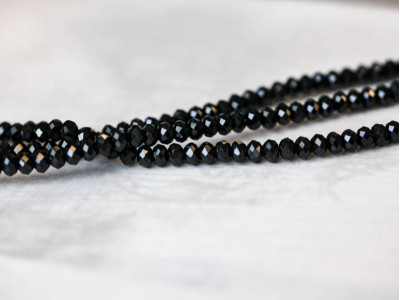 Black Spinel 4mm Faceted Rondell