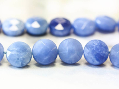Blue Agate 10mm Faceted Coin