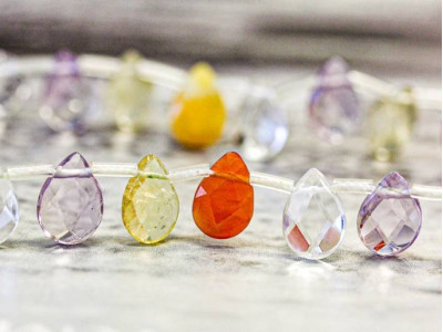 Mixed Quartz 8x12 Flat Pear Briolette