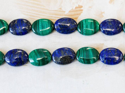 Malachite + Lapis 12x16 Flat Oval
