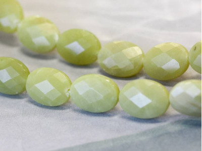 Olive Jade 15x20 Faceted Flat Oval