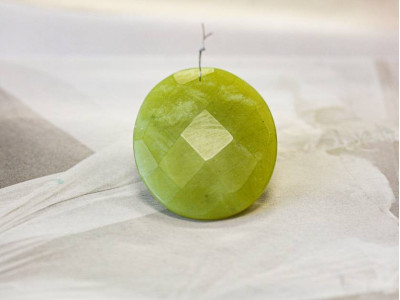 Olive Jade 40x50 Faceted Flat Oval Pendant