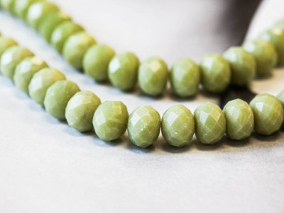 Olive Jade 14mm Faceted Rondell