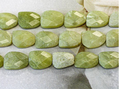 Olive Jade 13x18 Faceted Flat Pebble