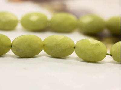 Olive Jade 9x14 Faceted Flat Oval
