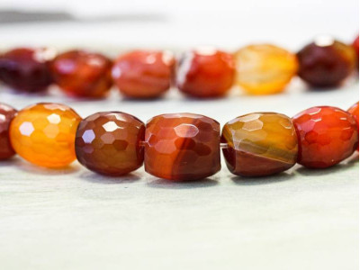 Natural Carnelian 12-15x Faceted Barrel Oval