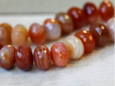Natural Carnelian 18mm Faceted Rondell