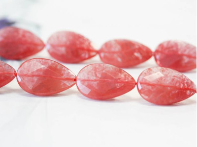 Cherry Quartz 16x25 Faceted Flat Pear