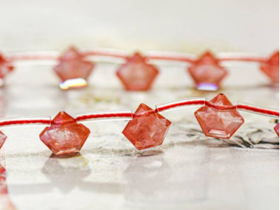 Cherry Quartz 8mm Pentagon Briolette