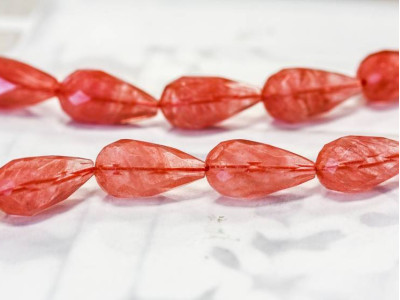Cherry Quartz 12x22 Faceted Teardrop