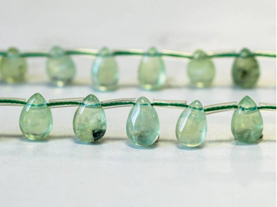 Green Tourmalinated Quartz 8x12 Flat Pear Drop