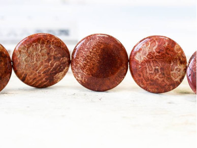 Red Fossil Coral 35mm Dime