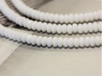 White Jade 6mm Faceted Rondell
