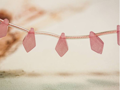 Pink Jade 8x15 Tie Briolette