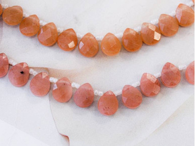 Peach Jade 8x10 Flat Pear Briolette