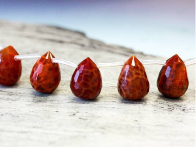 Crab Fire Agate 15x20 Teardrop Briolette