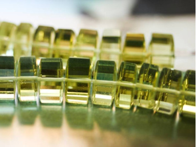 Lemon Citrine 15x Faceted Tri-Tube